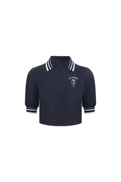 Navy Blue Nautical Short-sleeved Polo Shirt