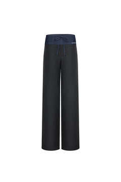 Dark Gray Patchwork Faux Two-piece Trousers