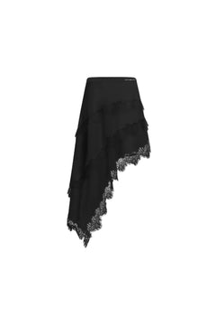 Black Lace-trimmed Long Skirt