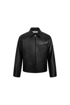 Black Leather Jacket with Steel Stamping