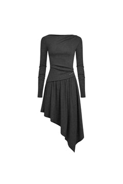 Dark Gray Irregular Hem Dress