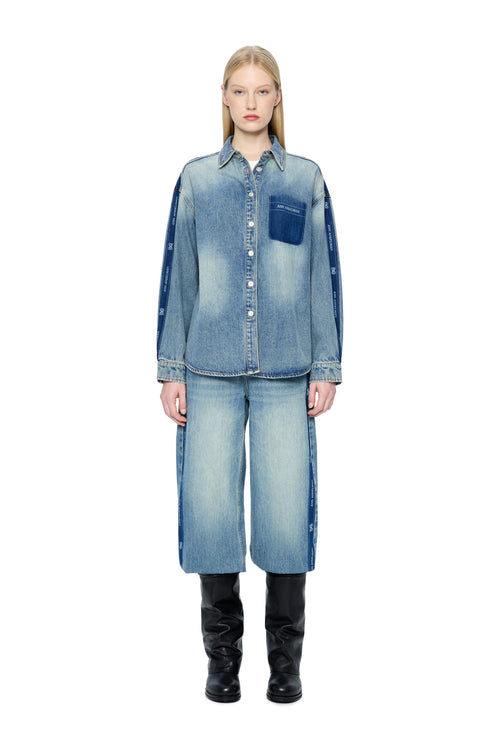 Blue Vintage Floral Denim Shirt