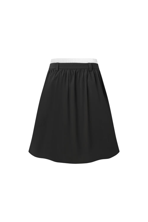 Black Cargo Pocket Long Skirt
