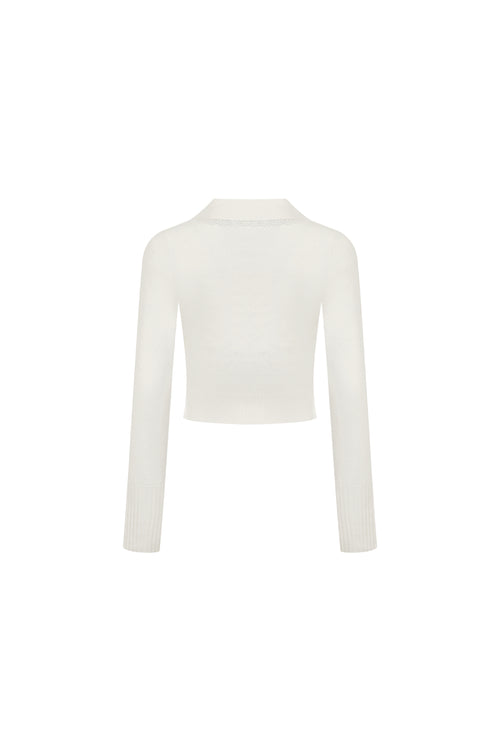 Apricot Lace-trimmed Knitted Cardigan