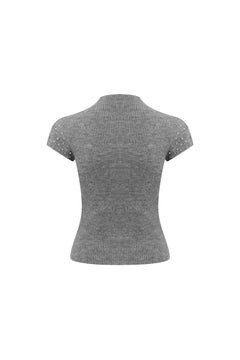 Grey Pearl Knit Top