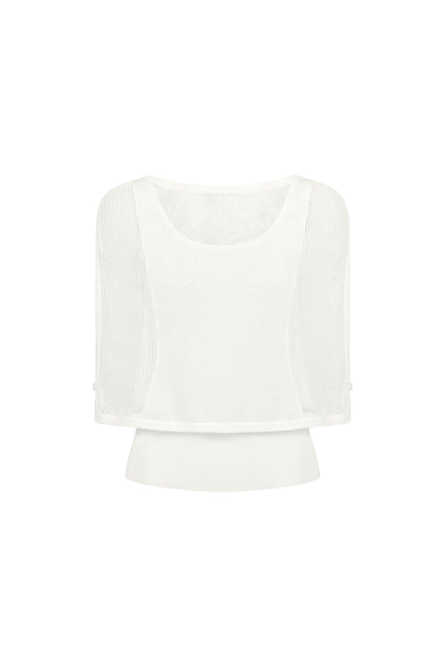 Off-white Woolen Overlay Acetate Camisole Two-piece Set