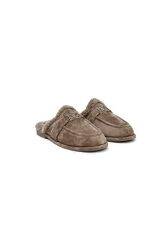 Brown Faux Fur Mule Loafers