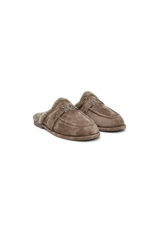 Brown Faux Fur Mule Loafers