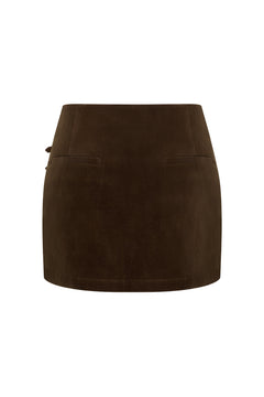 Brown Double-breasted Asymmetrical Midi Skirt