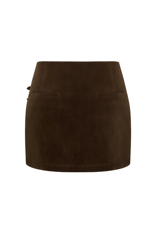 Brown Double-breasted Asymmetrical Midi Skirt