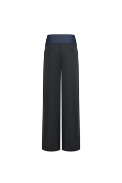 Dark Gray Patchwork Faux Two-piece Trousers