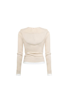 Khaki  Faux Two-piece Cardigan