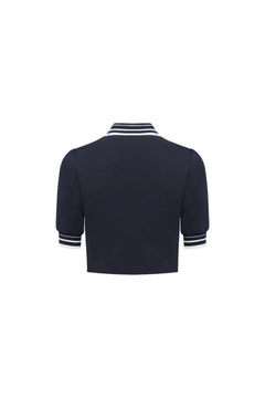 Navy Blue Nautical Short-sleeved Polo Shirt