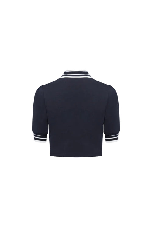 Navy Blue Nautical Short-sleeved Polo Shirt