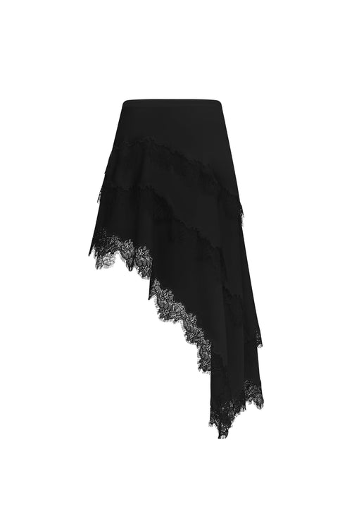 Black Lace-trimmed Long Skirt