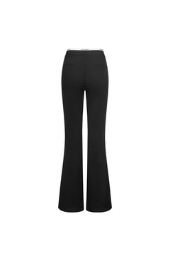 Black Flared Trousers with Waistband Detail
