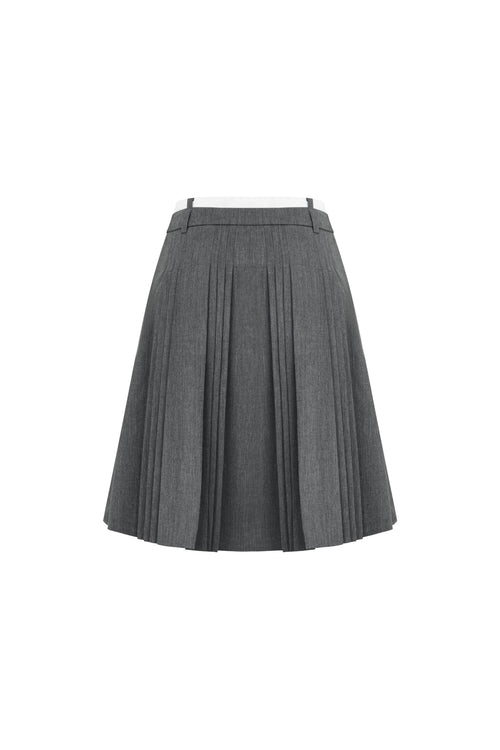 Grey Suit Pleated Skirt