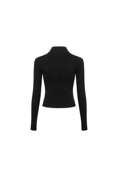 Black Patchwork Turtleneck Sweater