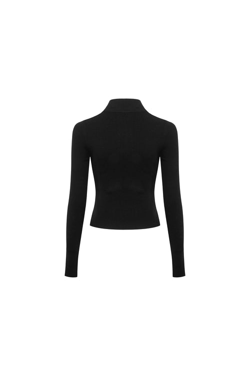 Black Patchwork Turtleneck Sweater