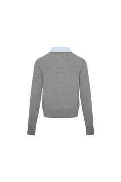 Grey Bow-tie Detail Knitted Sweater