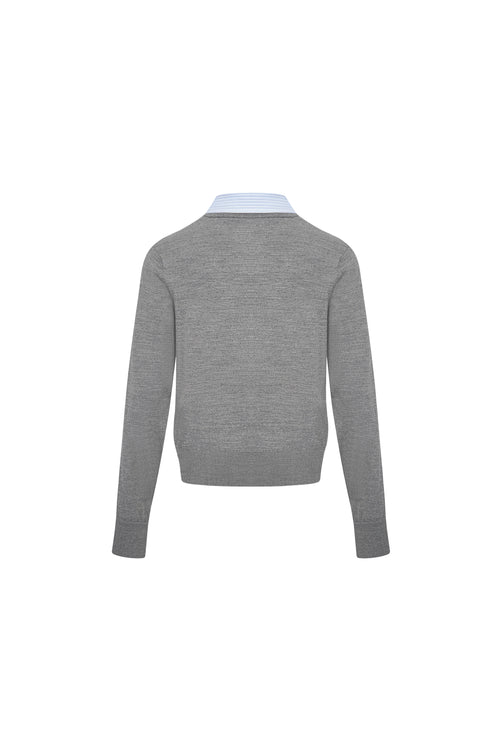 Grey Bow-tie Detail Knitted Sweater