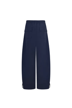 Navy Blue Washed Cotton Folded Work Pants