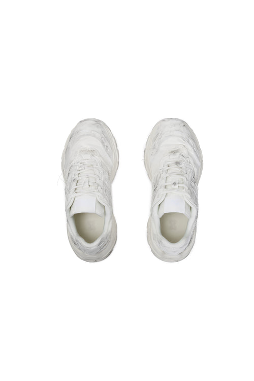 White Split Distressed Sneakers