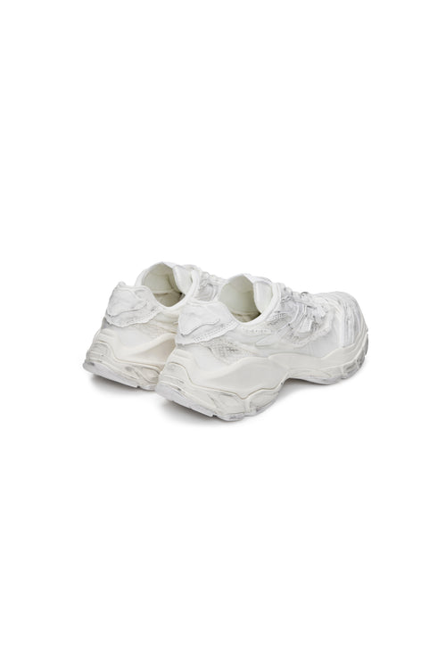 White Split Distressed Sneakers