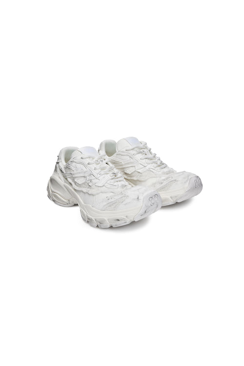 White Split Distressed Sneakers