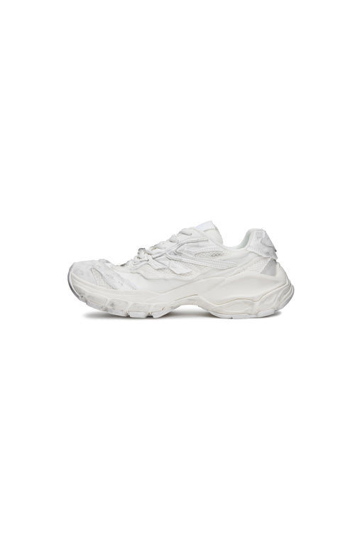 White Split Distressed Sneakers