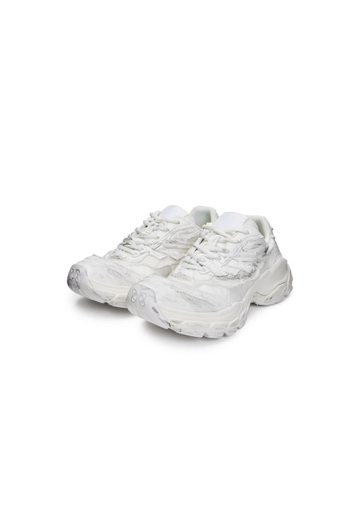White Split Distressed Sneakers