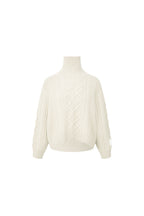 White Logo Twisted Turtleneck Sweater