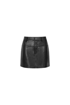 Black Split-hem Short Leather Skirt
