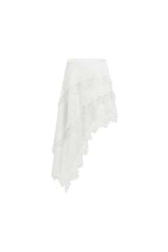 White Lace-trimmed Long Skirt