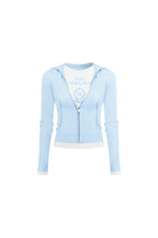 Light Blue Faux Two-piece Cardigan