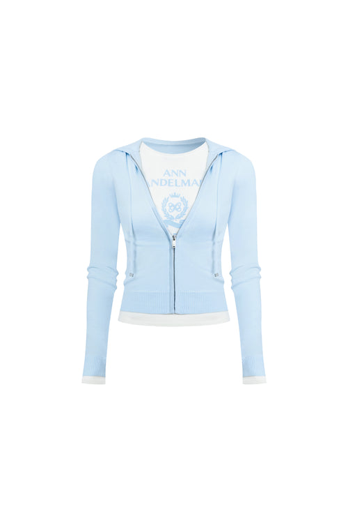 Light Blue Faux Two-piece Cardigan