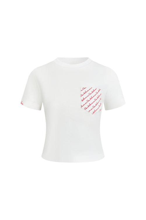 White 520 Pocket Embroidered T-shirt