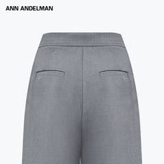 Grey One-side Waistband Folded Deconstructed Trousers