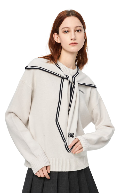 Apricot Sailor Collar Sweater