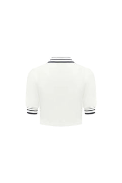 White Nautical Short-sleeve Polo Shirt