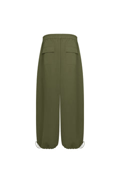 Army Green Washed Cotton Folded Work Pants