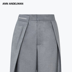 Grey One-side Waistband Folded Deconstructed Trousers