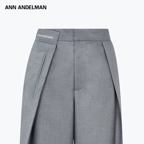 Grey One-side Waistband Folded Deconstructed Trousers