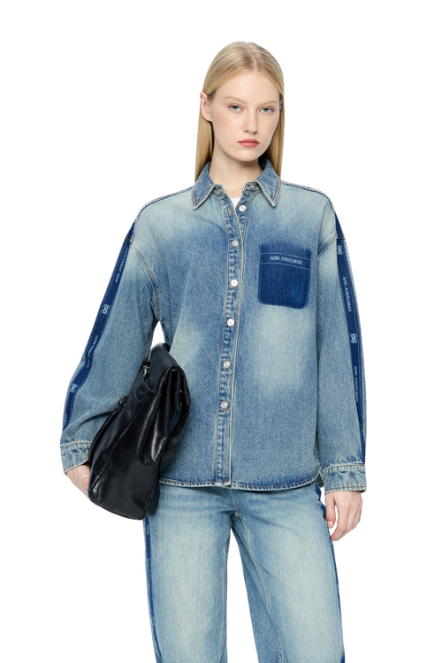 Blue Vintage Floral Denim Shirt
