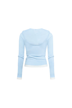 Light Blue Faux Two-piece Cardigan