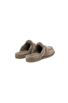 Brown Faux Fur Mule Loafers