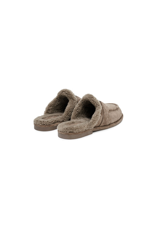 Brown Faux Fur Mule Loafers