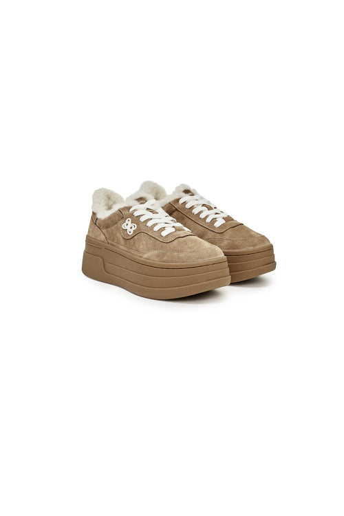 Brown Fleece-lined Platform Sneakers