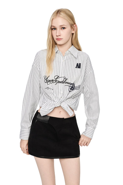 White Printed Striped Shirt