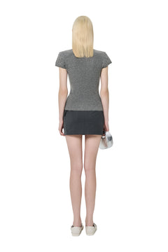 Grey Pearl Knit Top